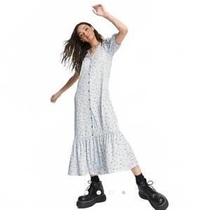 Topshop cottagecore floral ruffle hem jersey dress size US 4 NWT